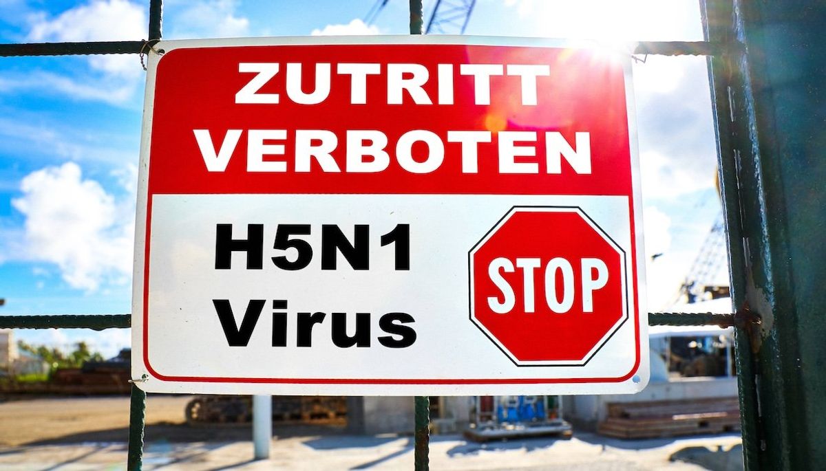 A bird flu warning sign and quarantine zone in Switzerland. 