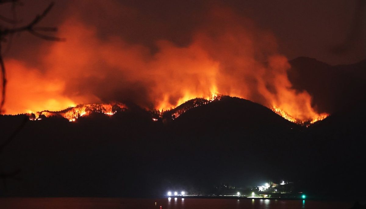 ​A forest fire is spreading quickly in Japan.