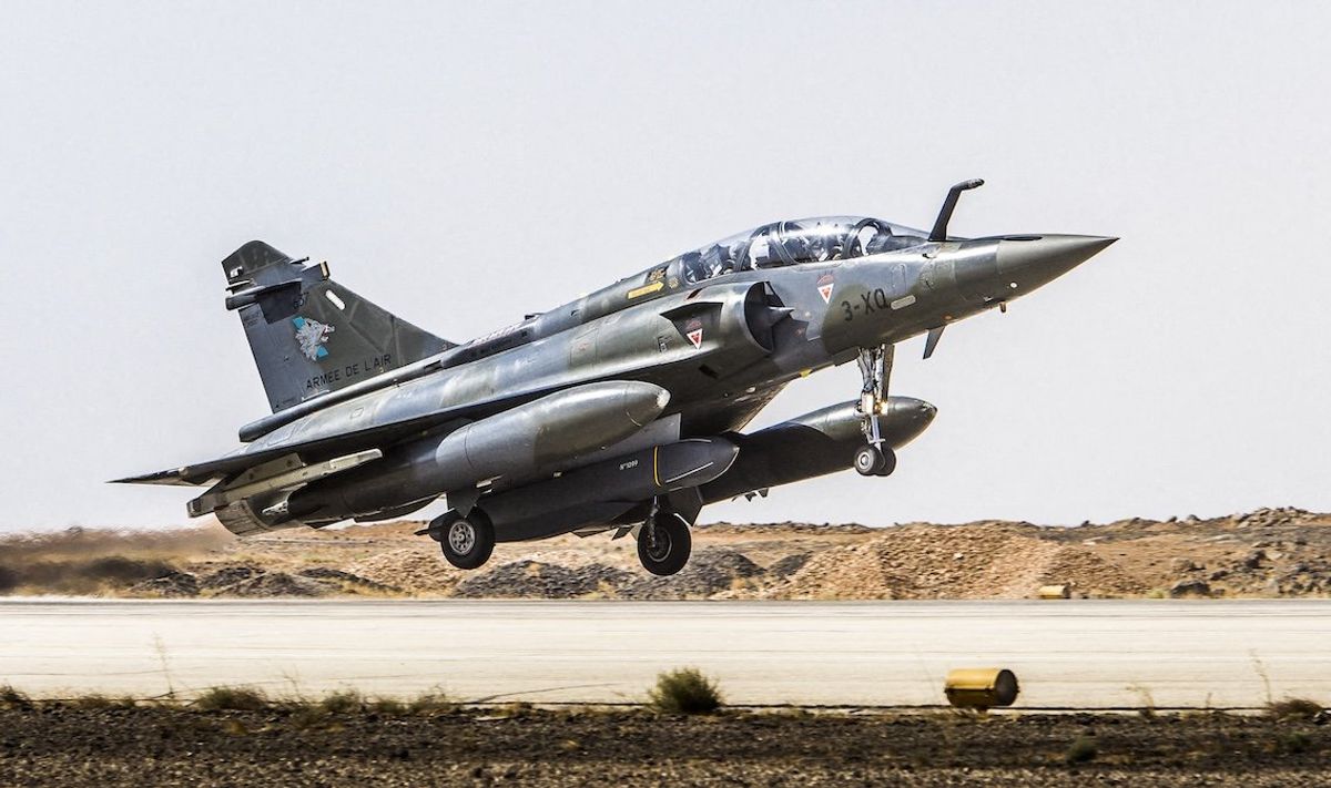 A Mirage 2000 fighter jet of the French Air Force takes off. 