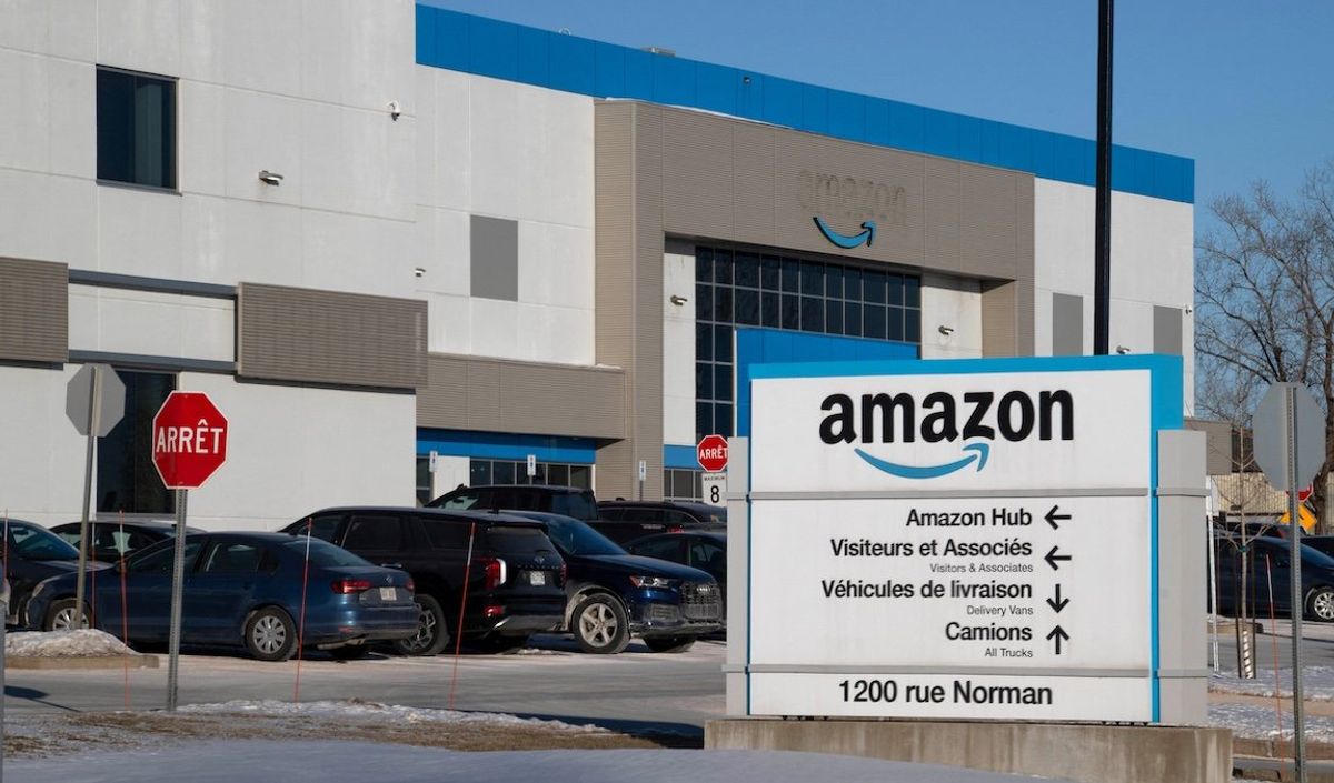 ​An Amazon warehouse in the Lachine neighborhood of Montreal, Quebec, Canada, on Jan. 22, 2025. 