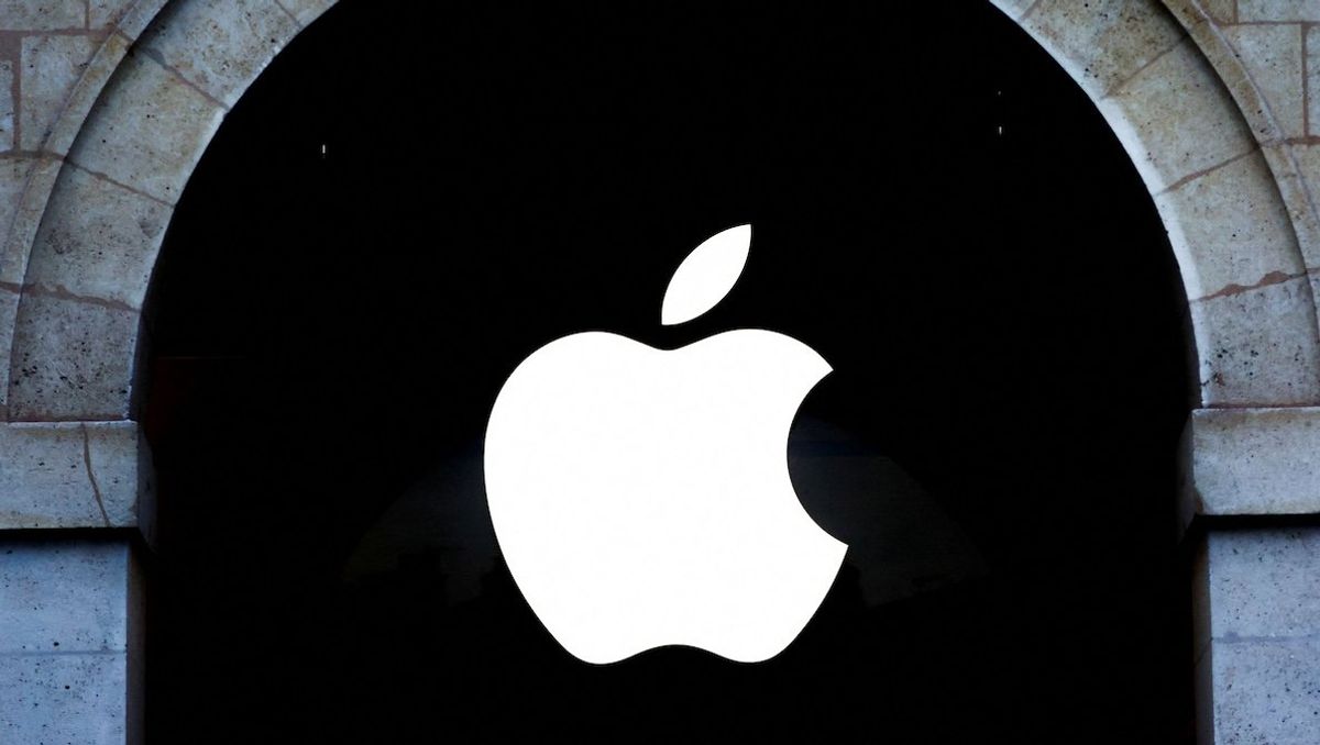 An Apple logo is pictured in an Apple store in Paris, France.