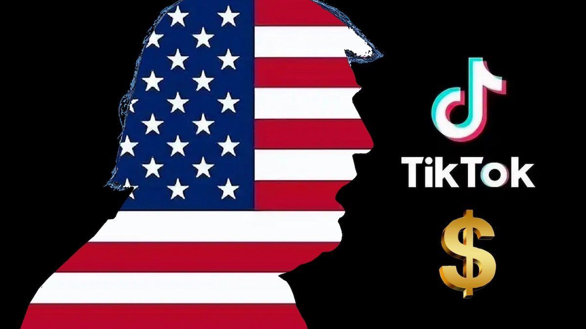 ​An illustration shows the US flag with the TikTok logo and a dollar in Shanghai, China, on January 21, 2025. 