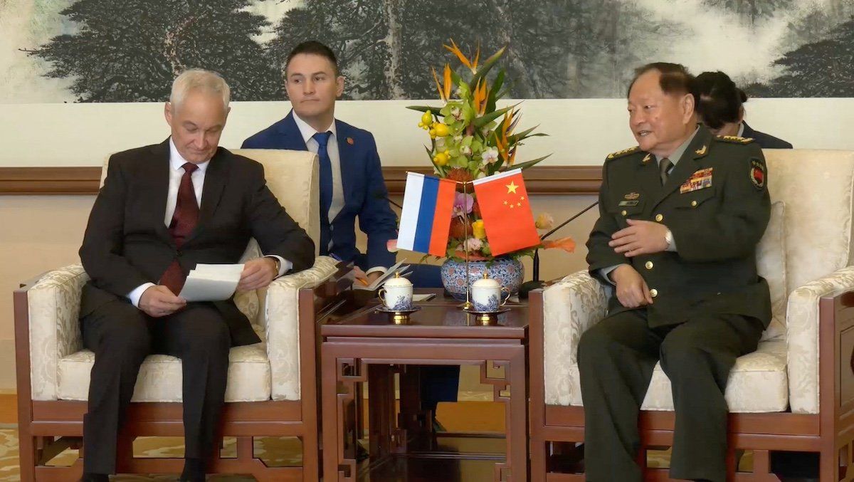 ​Andrei Belousov, Russia's Defence Minister, attends a meeting with Zhang Youxia, Vice Chairman of China's Central Military Commission, in Beijing, China, in this still image taken from video released on October 15, 2024. 