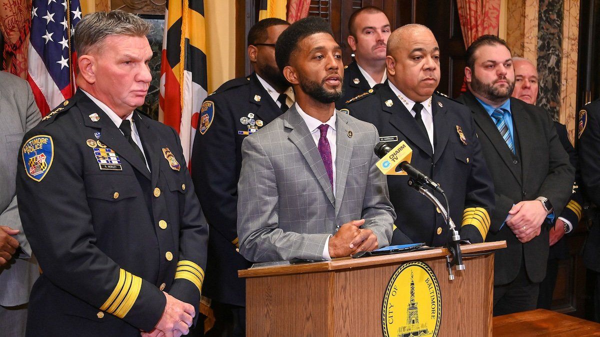 Baltimore Mayor Brandon Scott at a news conference on June 29, 2023. 