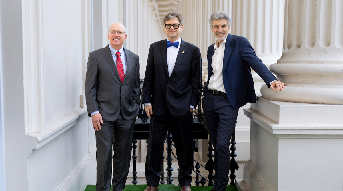 ​Bill Dally, Yann LeCun, and Yoshua Bengio, QEPrize, The Mall, London.