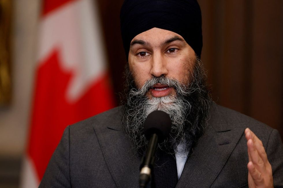 Canada's New Democratic Party leader Jagmeet Singh speaks to journalists before Question Period in the House of Commons on Parliament Hill in Ottawa, Ontario, Canada February 26, 2024. 