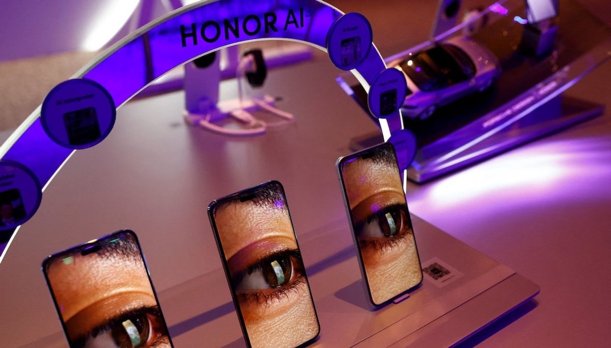 ​Chinese technology company Honor displays their new technology before the Mobile World Congress in Barcelona, Spain, on March 2, 2025. 