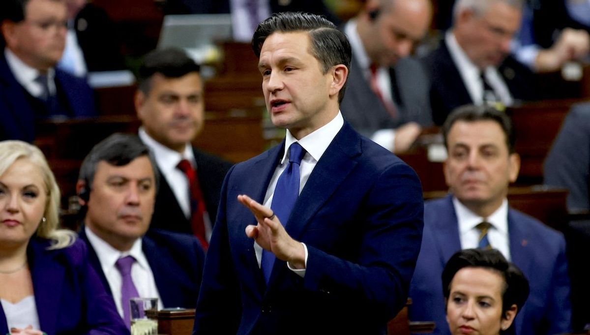 ​Conservative Party of Canada leader Pierre Poilievre speaks in the House of Commons on Parliament Hill in Ottawa, Ontario, on Dec. 3, 2024.