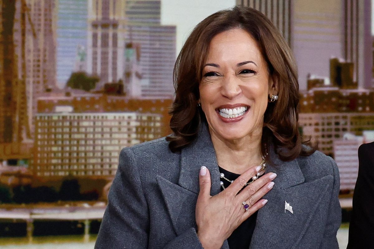 ​Democratic presidential nominee and U.S. Vice President Kamala Harris reacts, as she appears on ABC's "The View" in New York, U.S., October 8, 2024. 