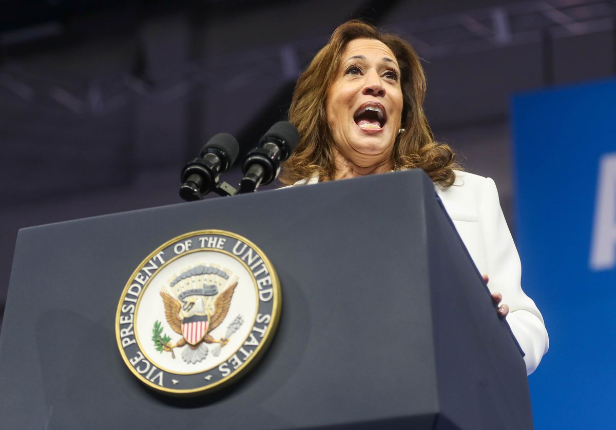 Democratic presidential nominee Kamala Harris campaigns on Aug. 29, 2024, in Savannah, Ga.