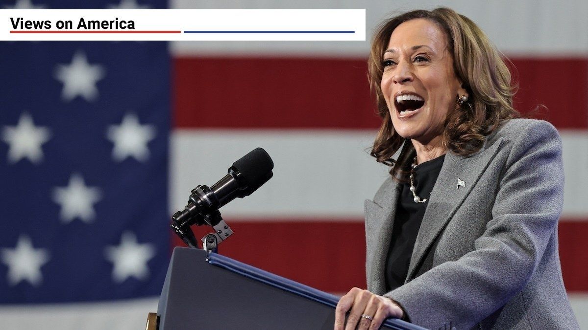 Democratic presidential nominee U.S. Vice President Kamala Harris reacts as she speaks during a campaign event in Atlanta, Georgia, U.S., October 19, 2024.