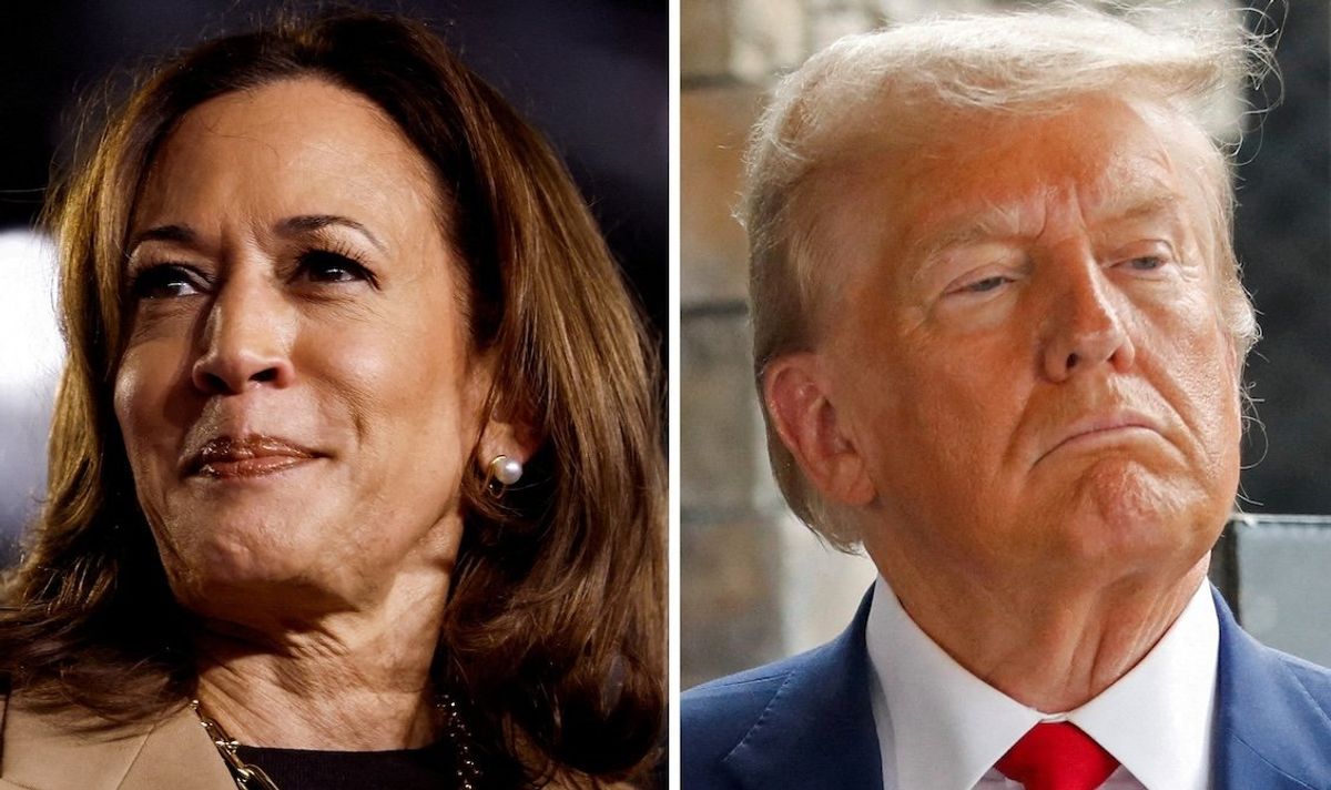 Democratic Vice President Kamala Harris and her Republican opponent, former President Donald Trump, are seen in a combination of file photographs taken on the campaign trail in October.  