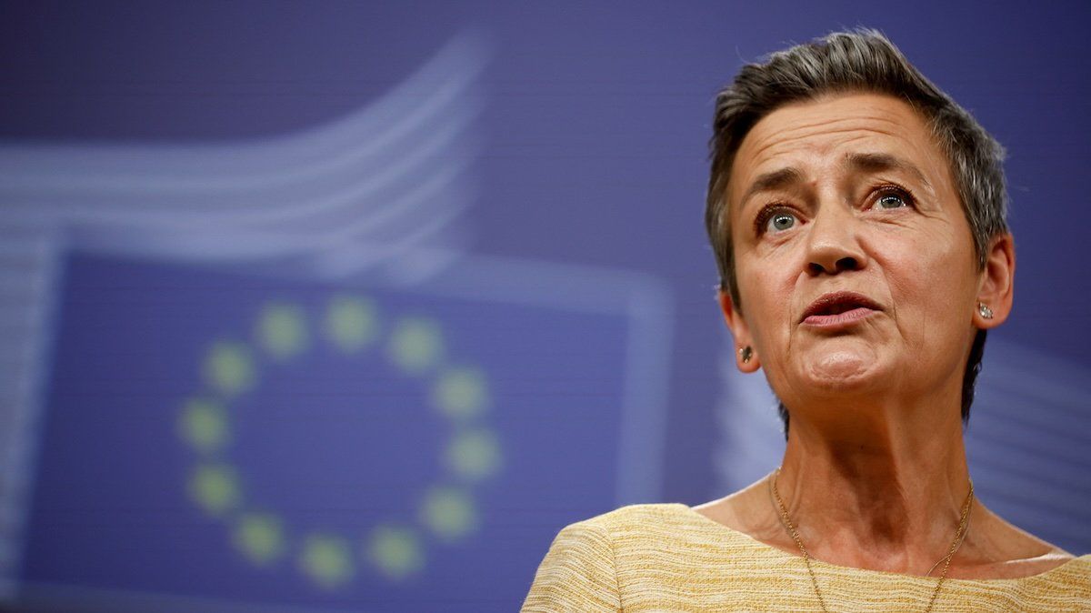 European Union antitrust chief Margrethe Vestager holds a press conference after Europe's top court ruling on Apple's fight against an order by EU competition regulators to pay a record 13 billion euros in back taxes to Ireland, in Brussels, Belgium September 10, 2024. 