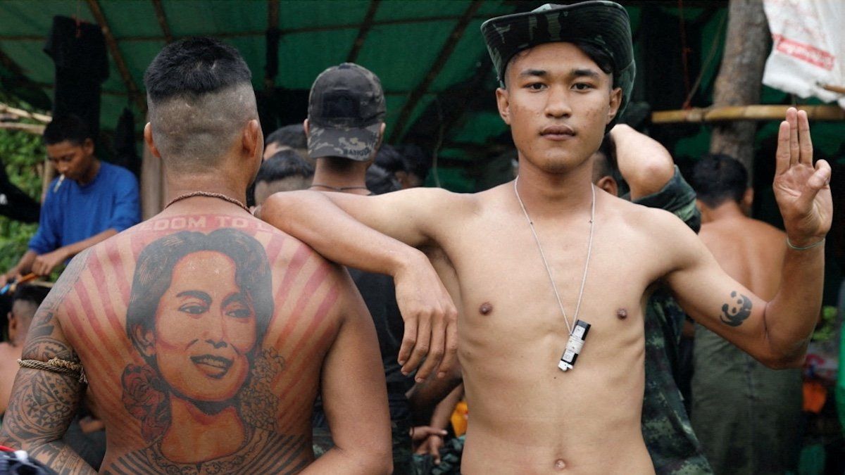 ​FILE PHOTO: At a secret jungle camp in Myanmar's eastern Karen state, a fitness coach and other civilians are training with armed ethnic guerrillas to fight back against the country's military takeover.