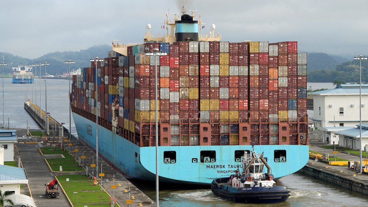 FILE PHOTO: Singapore MAERSK TAURUS container ship transits through Cocoli Locks in the Panama Canal, on the outskirts of Panama City, Panama, August 12, 2024. 