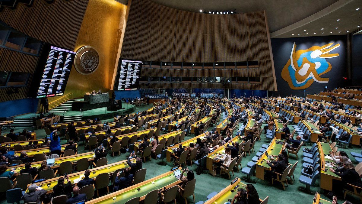 ​FILE PHOTO: UN General Assembly votes at the United Nations Headquarters in New York City, U.S. May 23, 2024. 