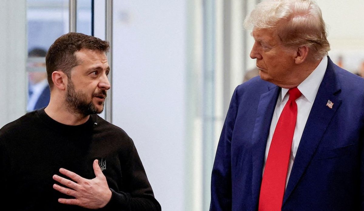 Former (and incoming) President Donald Trump and Ukraine's President Volodymyr Zelenskiy meet at Trump Tower in New York City, on Sept. 27, 2024. 