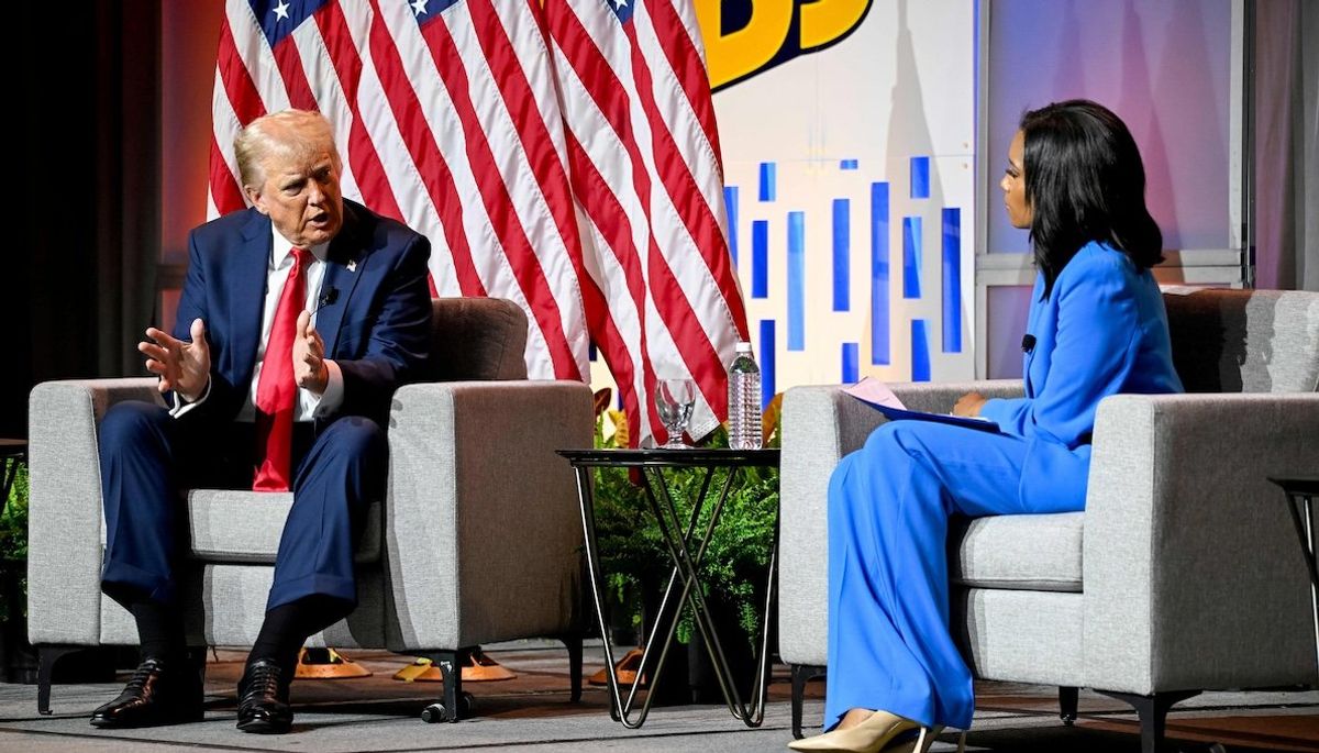 ​Former President Donald Trump speaks on a panel of the National Association of Black Journalists convention in Chicago, on July 31, 2024. 