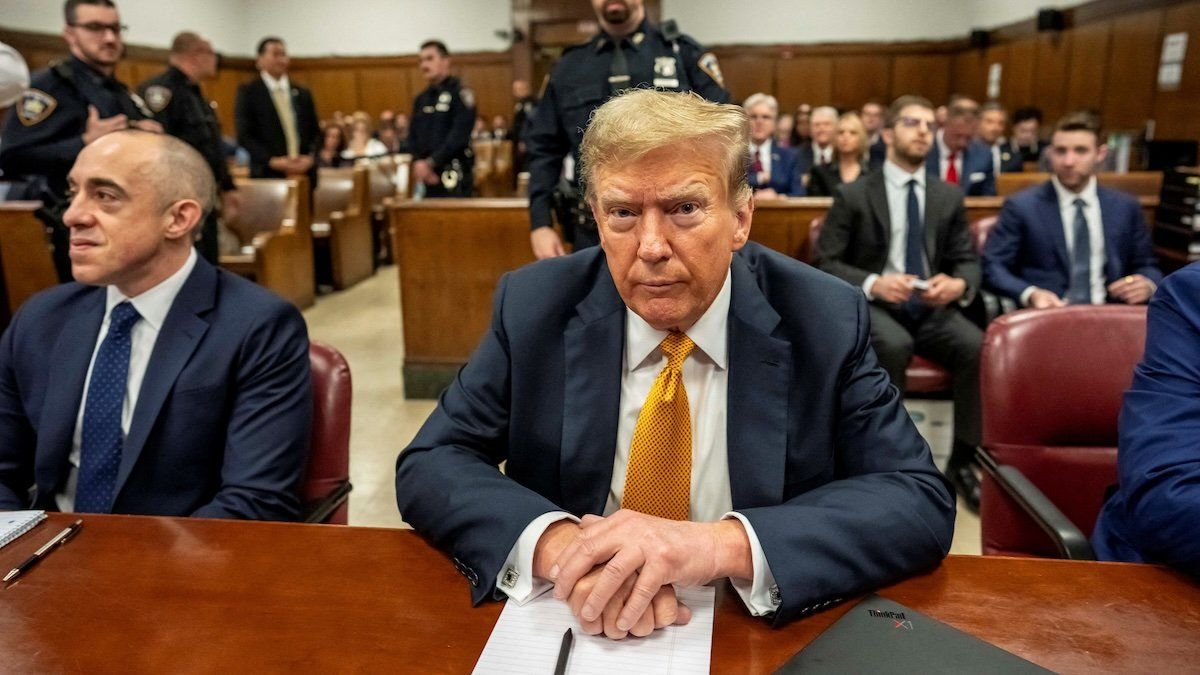 Former U.S. President Donald Trump sits for his trial at the Manhattan Criminal Court in New York City, U.S., May 21, 2024. 