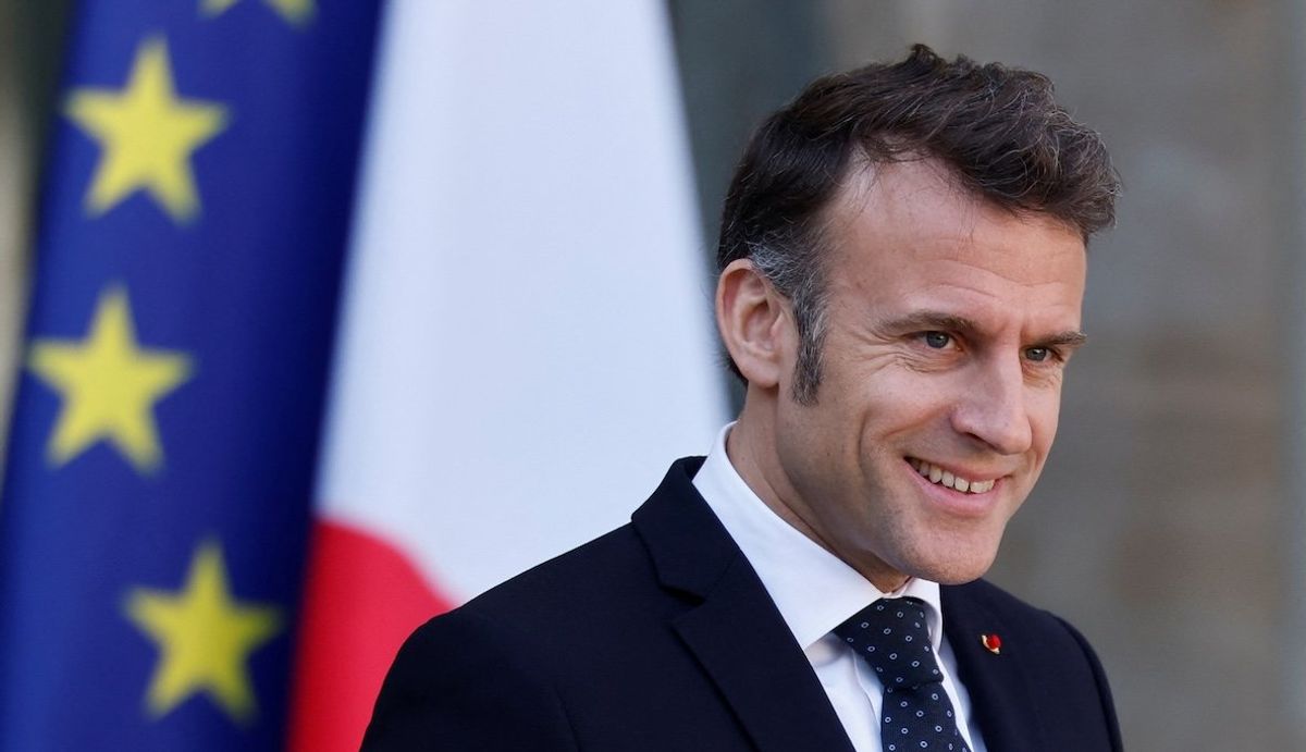 ​French President Emmanuel Macron at the Elysee Palace in Paris, France, on March 17, 2025. 