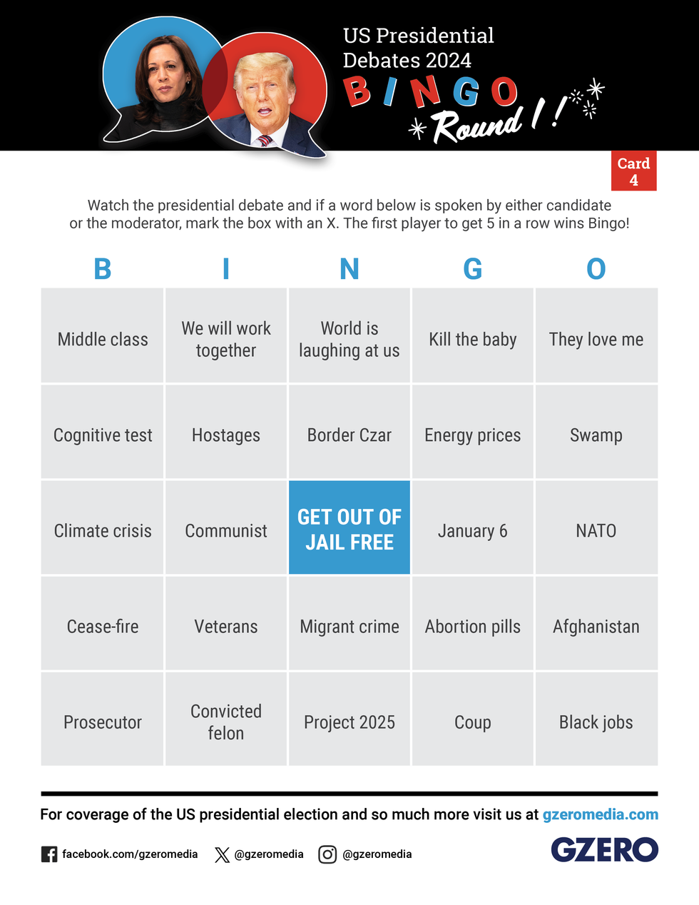 Debate Bingo: Kamala Harris v. Donald Trump - GZERO Media