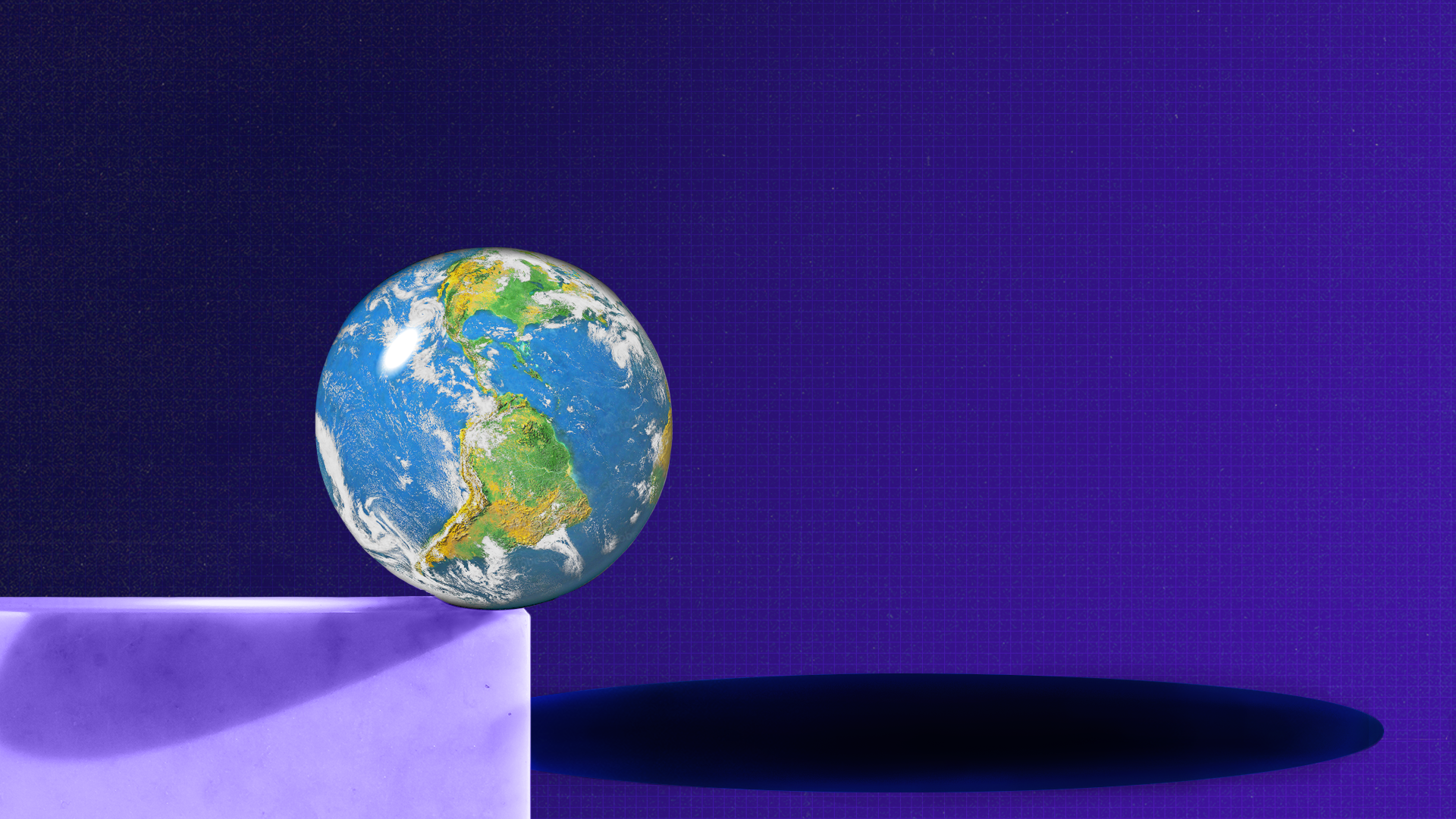 An illustration of a globe teetering on the edge of a table