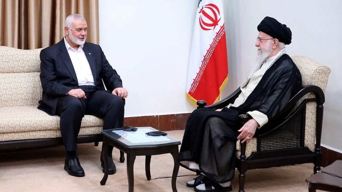 Iran's Supreme Leader Ayatollah Ali Khamenei meets with Palestinian group Hamas' top leader Ismail Haniyeh in Tehran, Iran July 30, 2024. 