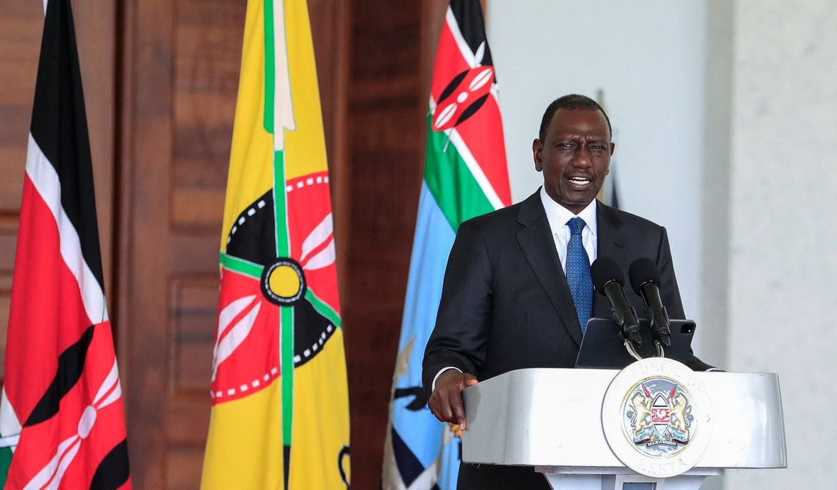 ​Kenya's President William Ruto addresses the nation following heavy rains and subsequent flooding in the country, at State House in Nairobi, Kenya May 3, 2024. 