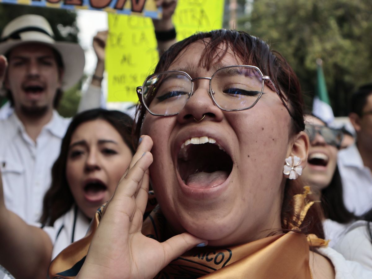 ​Law students from different public and private universities in CDMX demonstrate against the Reform of the Judicial Branch launched by President Andres Manuel Lopez Obrador.