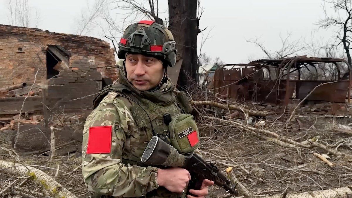 ​A Russian army soldier in the Kursk region.