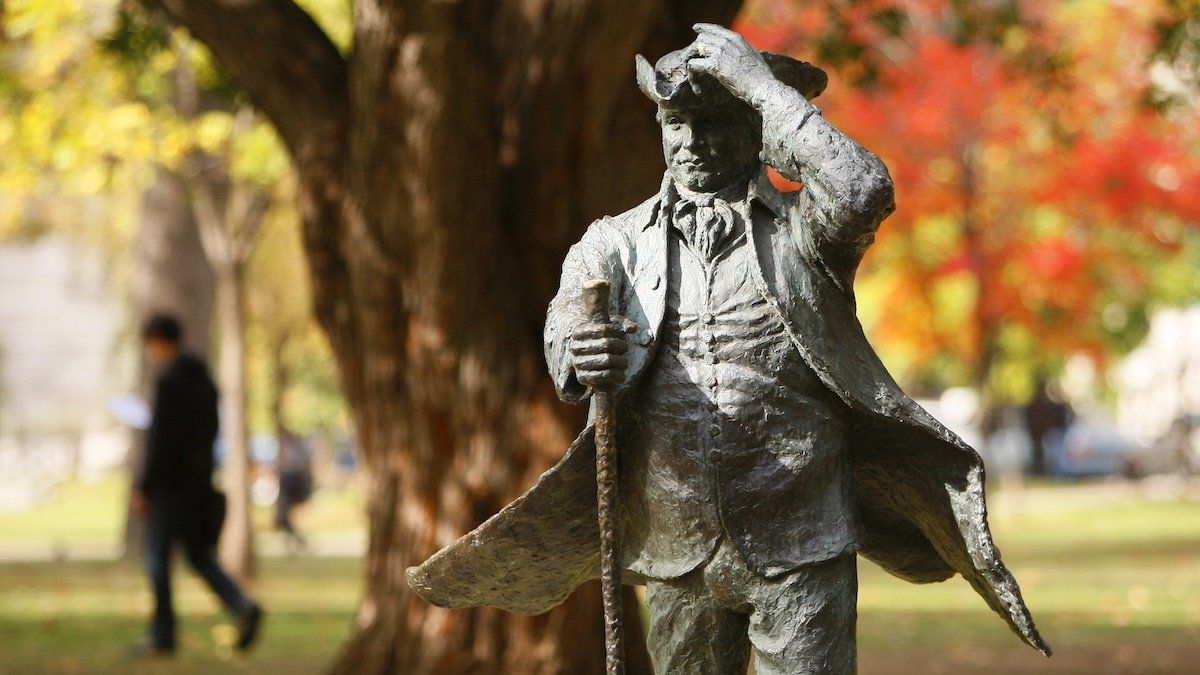 ​A statue of McGill University founder James McGill is seen on the campus in Montreal, October 2, 2009. 