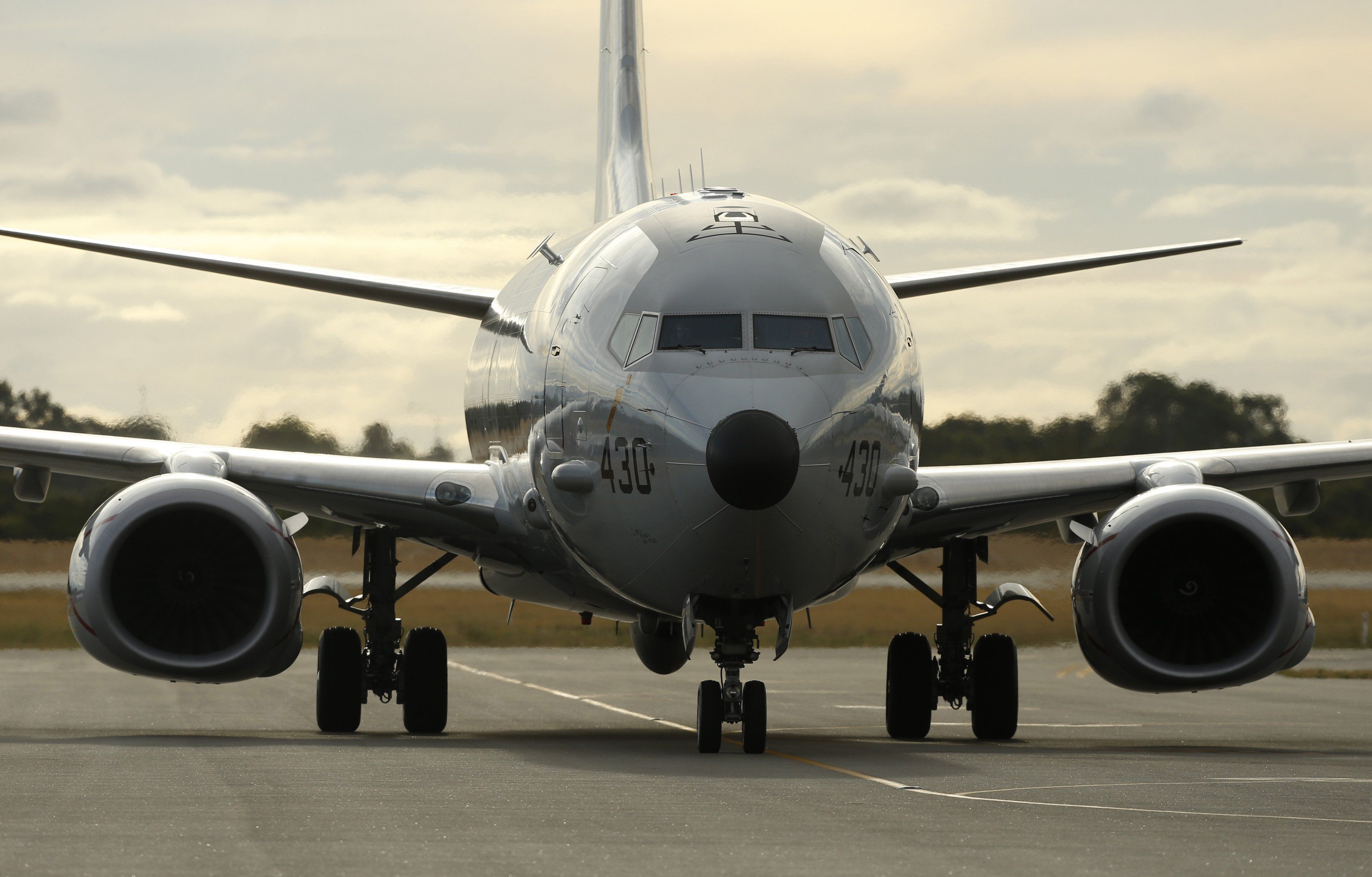 A US Navy P8 Poseidon aircraft at Perth International Airport in Australia.