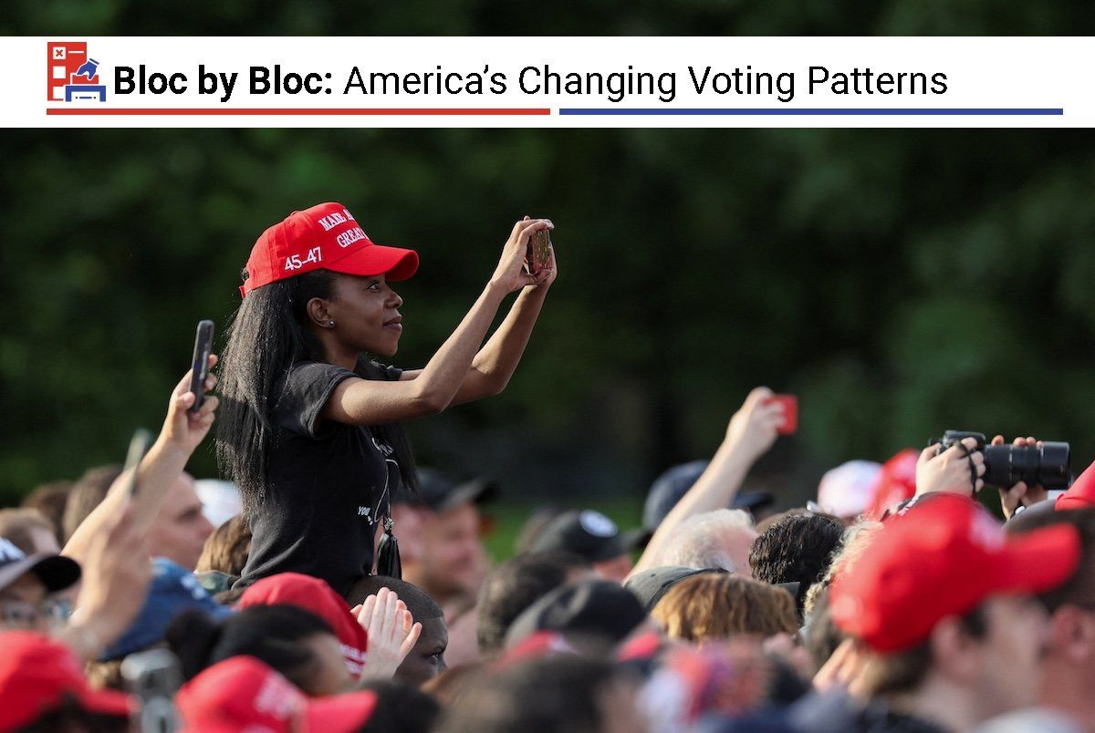 ​A woman attends a campaign rally by former President and Republican presidential candidate Donald Trump at Crotona Park in the Bronx borough of New York City, on May 23, 2024. 