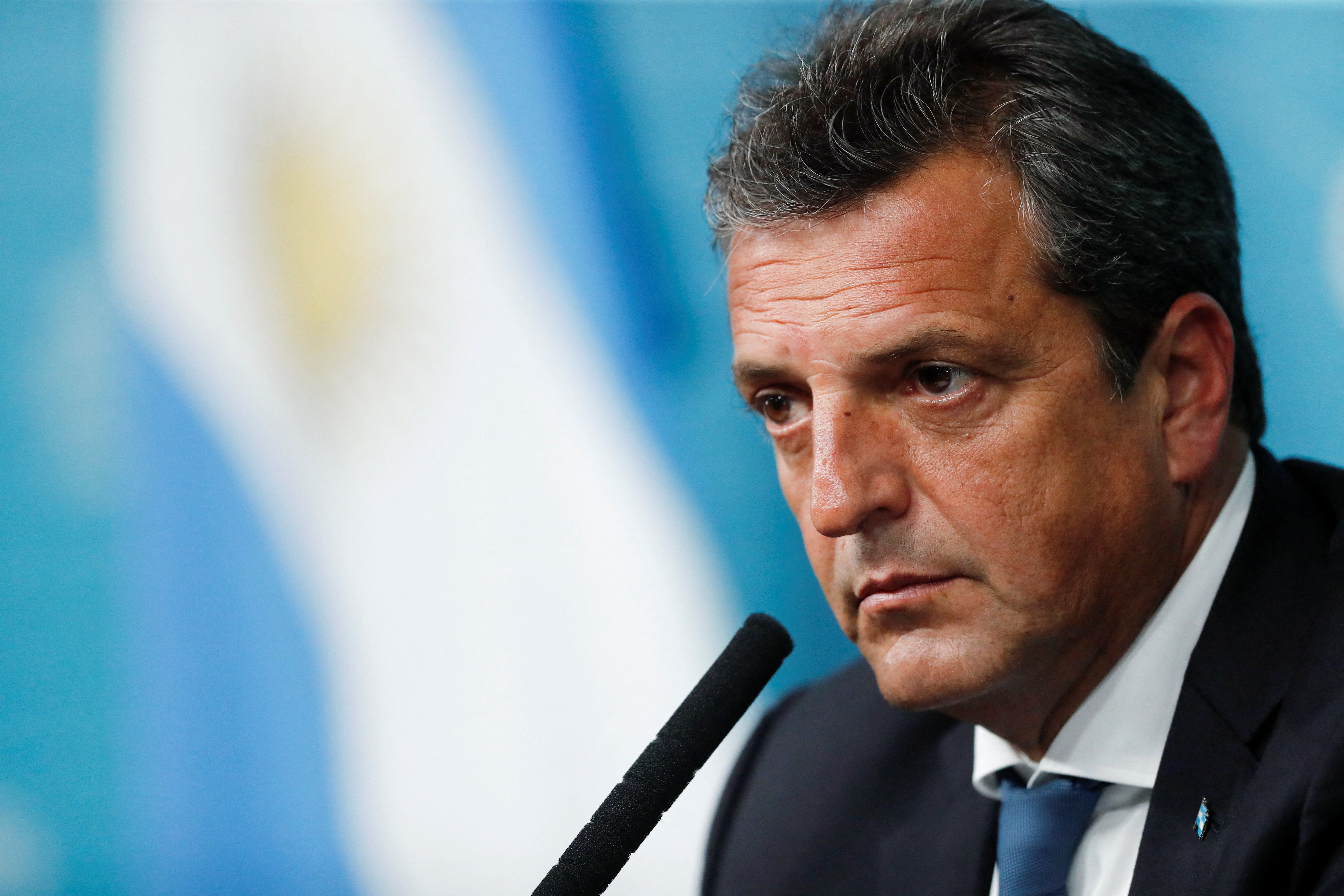 Argentina's Economic Minister Sergio Massa during a news conference at the Casa Rosada presidential palace in Buenos Aires.