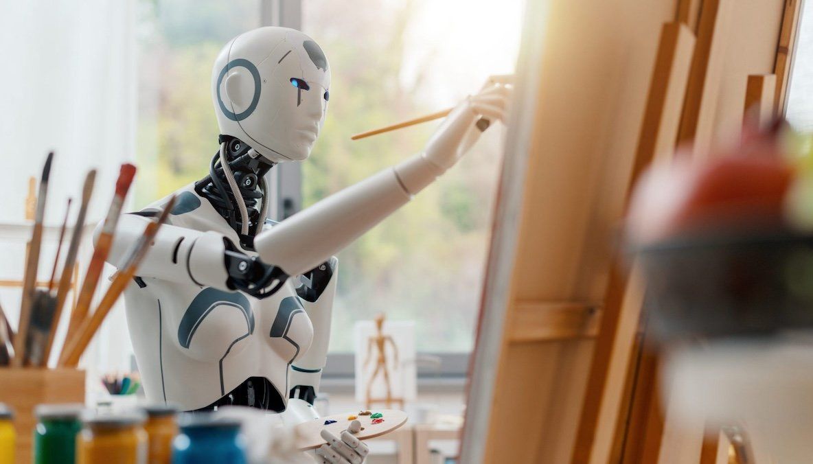 Art made by humanoid robot sells for $1 million at auction.