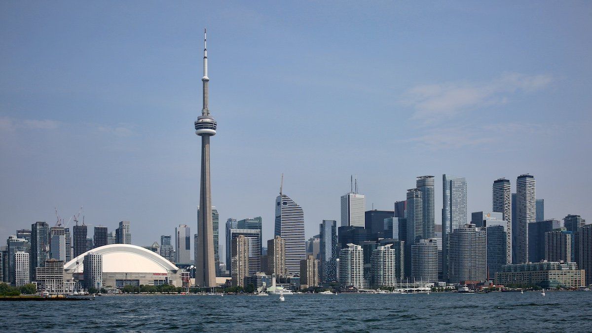 ​Buildings seen from Lake Ontario along the skyline of the city of Toronto, Ontario, Canada, on July 01, 2023. 