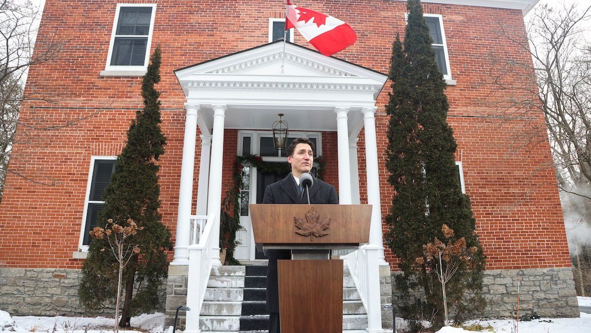 ​Canada's Prime Minister Justin Trudeau speaks to reporters, announcing he intends to step down as Liberal Party leader, from his Rideau Cottage residence in Ottawa, Ontario, Canada, on Jan. 6, 2025. 