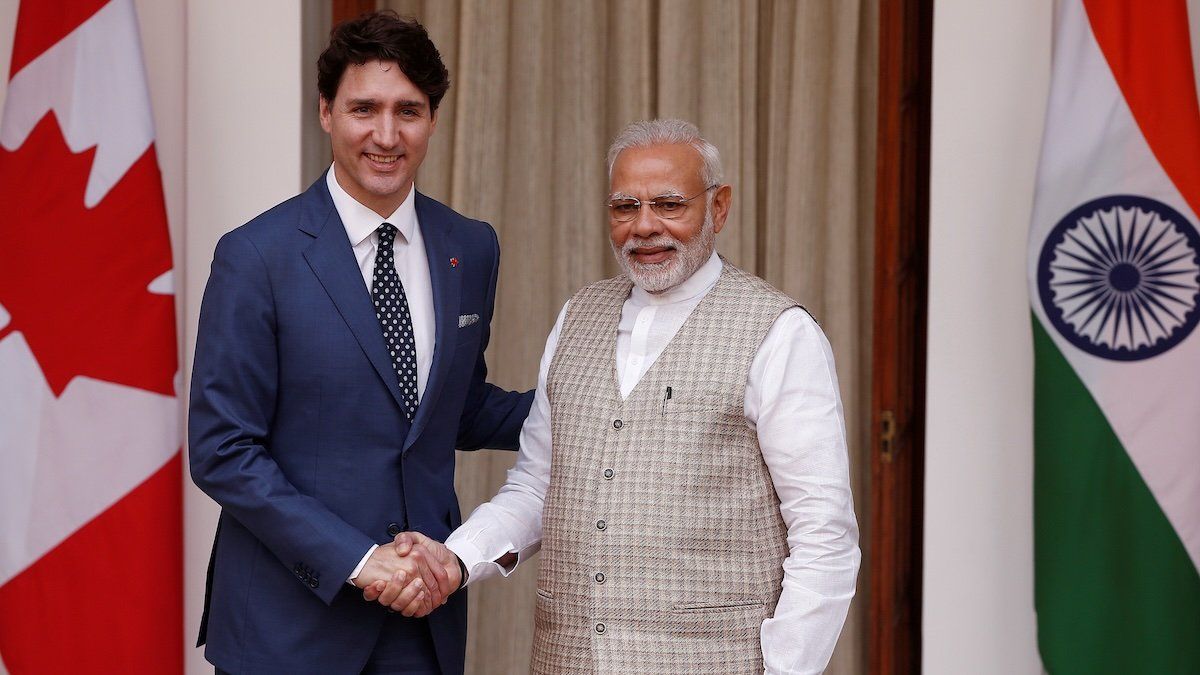 Canadian Prime Minister Justin Trudeau shakes hands with his Indian counterpart Narendra Modi during a photo opportunity ahead of their meeting at Hyderabad House in New Delhi, India, February 23, 2018.