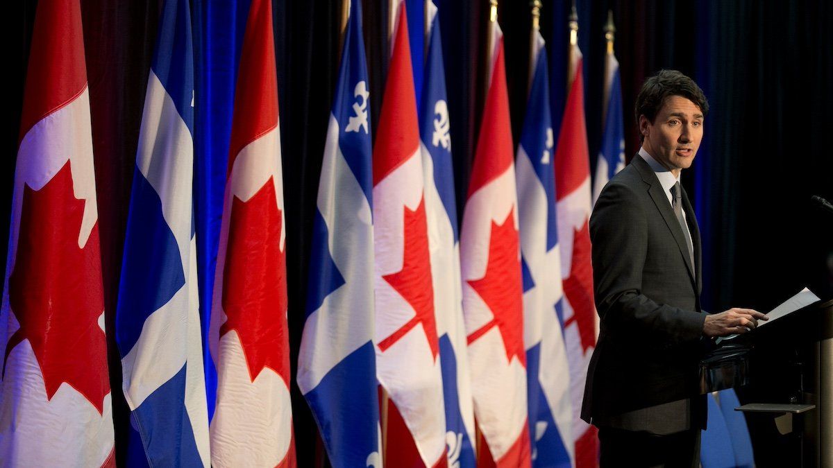 Canadian Prime Minister Justin Trudeau speaks after signing an infrastructure agreement in Montreal, December 16, 2016. 