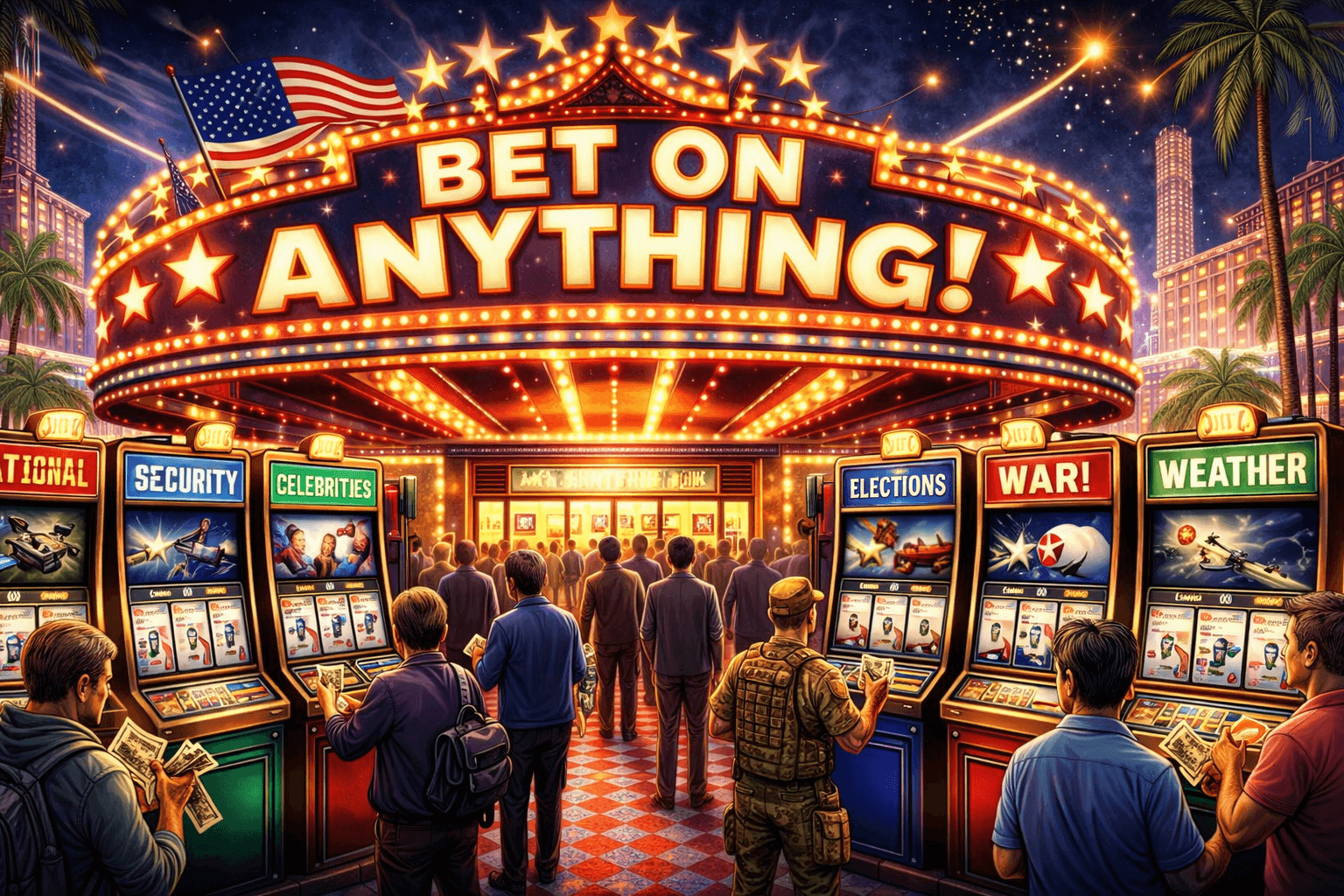 Casino depicting things commonly bet on by political betters.