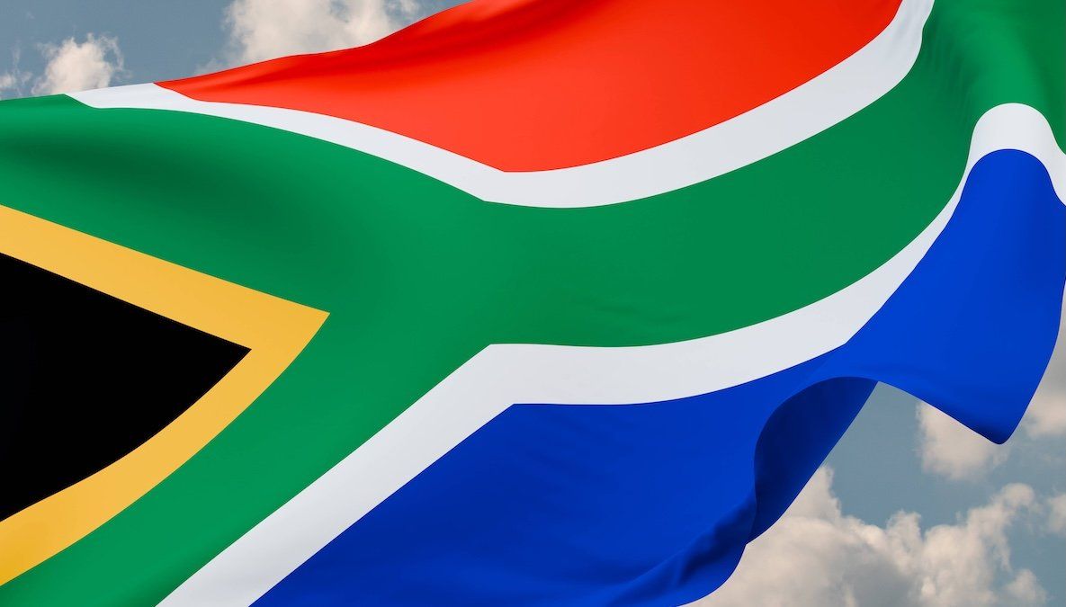 ​Close up of South African flag.