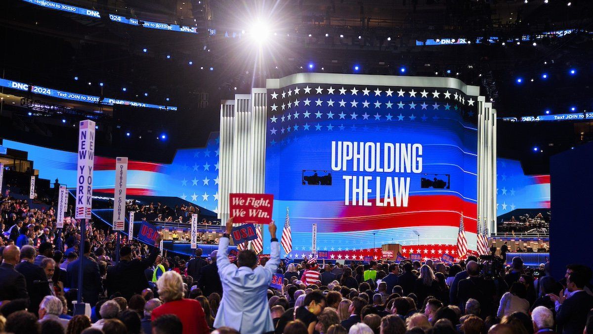 Democrats criticize the Republicans during the Democratic National Convention.