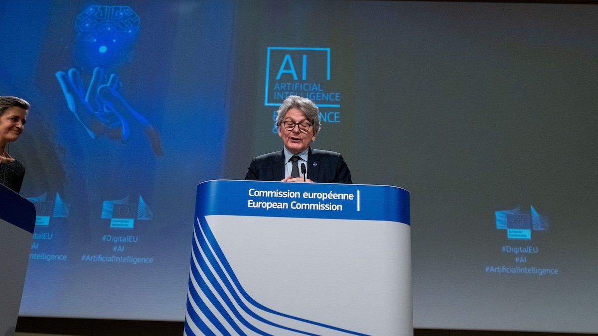 Executive Vice-President Vestager and Commissioner Breton on fostering a European approach to Artificial Intelligence, in the European Commission. Brussels the 21/04/2021.