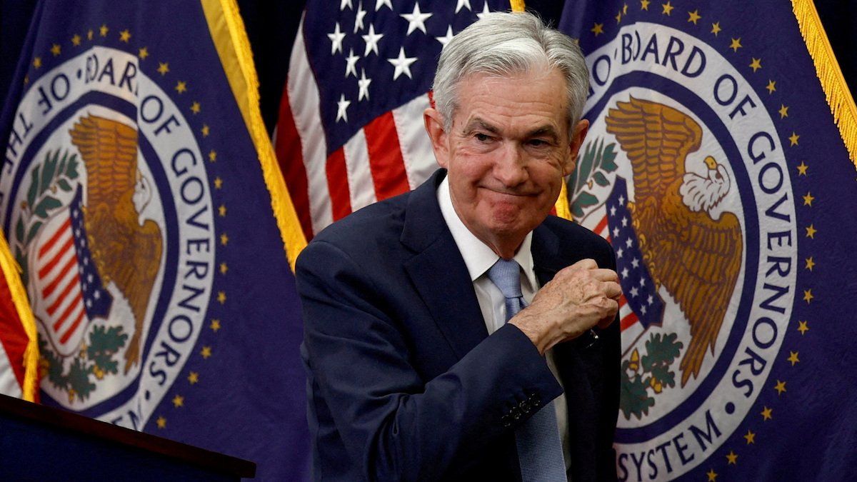 Federal Reserve Board Chairman Jerome Powell leaves after a news conference at the Federal Reserve Building in Washington, U.S., December 14, 2022. 