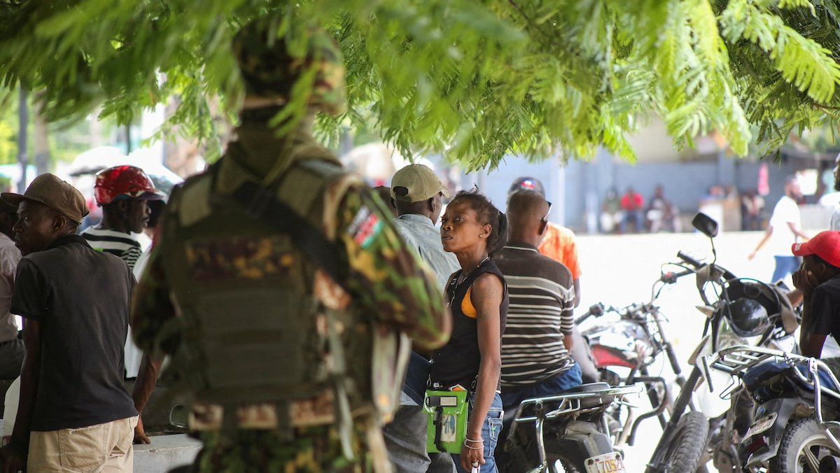 ​FILE PHOTO: A Kenyan police officer stands guard during a joint operation with Haitian police, in Port-au-Prince, Haiti July 29, 2024. 