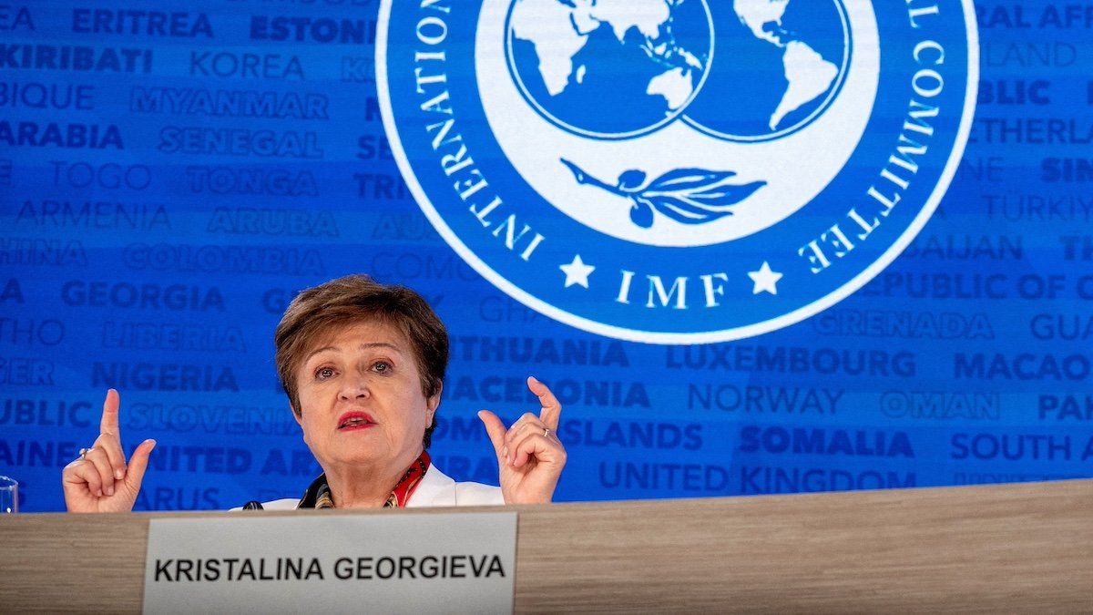 ​FILE PHOTO: MF Managing Director Kristalina Georgieva speaks during a press briefing at the International Monetary and Financial Committee (IMFC) plenary session at the IMF and World Bank?s 2024 annual Spring Meetings in Washington, U.S., April 19, 2024. 