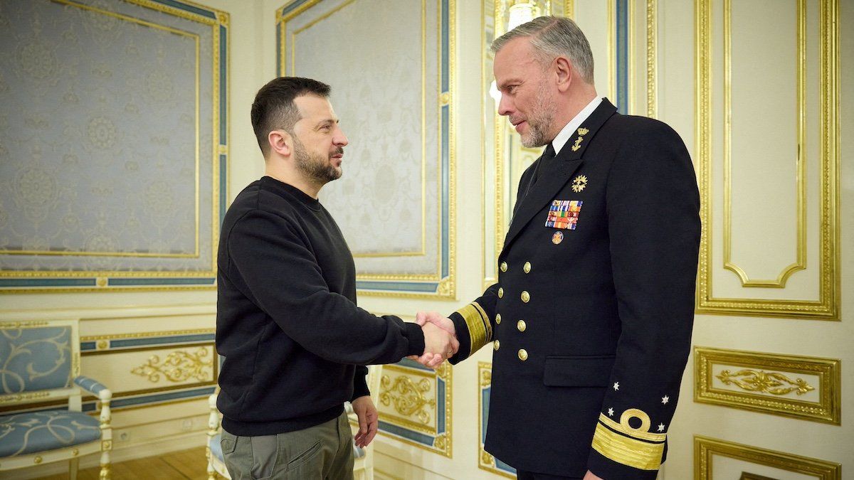 FILE PHOTO: Ukraine's President Volodymyr Zelenskiy meets with Chairman of NATO's military committee, Admiral Rob Bauer, amid Russia's attack on Ukraine, in Kyiv, Ukraine March 21, 2024. 