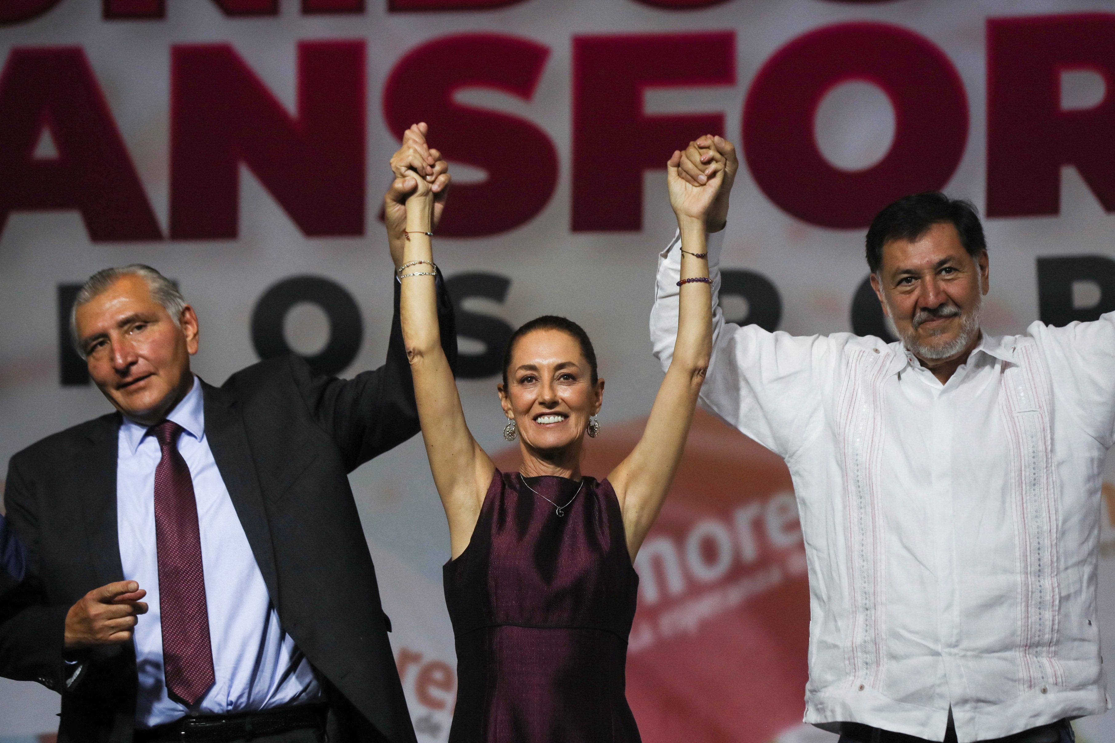 Former Mexico City Mayor Claudia Sheinbaum gestures on the day of the announcement of the results of an internal national polling which declared Sheinbaum as the presidential candidate, in Mexico City, Mexico September 6, 2023.