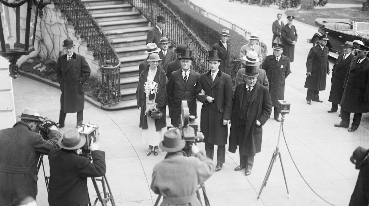 Franklin and Eleanor Roosevelt, on Inauguration Day, 1933.