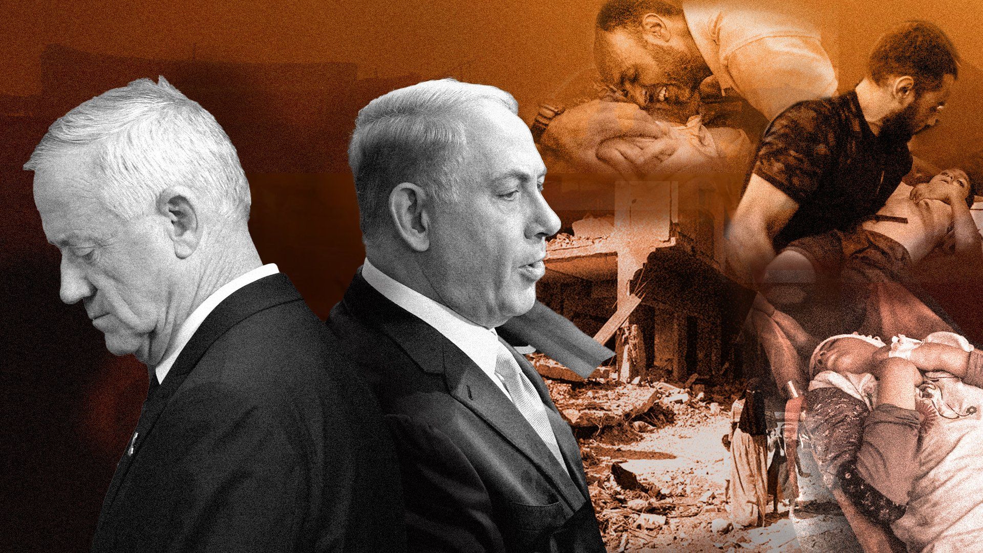 Gantz and Bibi in front of suffering in Gaza